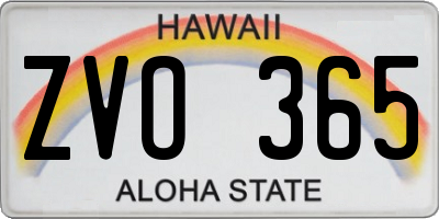 HI license plate ZVO365