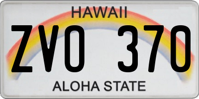 HI license plate ZVO370