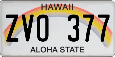 HI license plate ZVO377