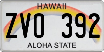 HI license plate ZVO392