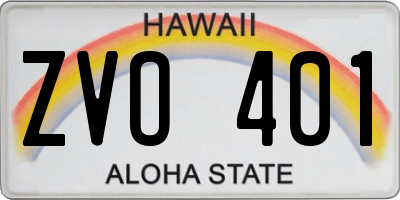 HI license plate ZVO401