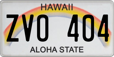 HI license plate ZVO404