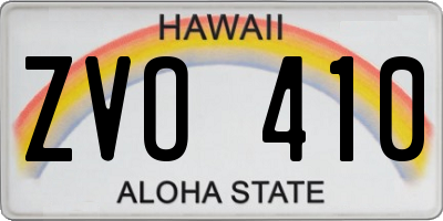 HI license plate ZVO410
