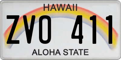 HI license plate ZVO411