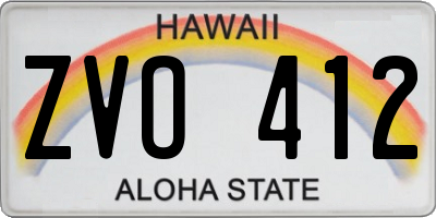 HI license plate ZVO412