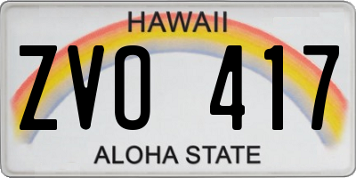 HI license plate ZVO417