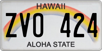 HI license plate ZVO424