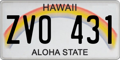 HI license plate ZVO431