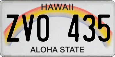 HI license plate ZVO435