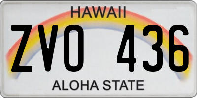 HI license plate ZVO436