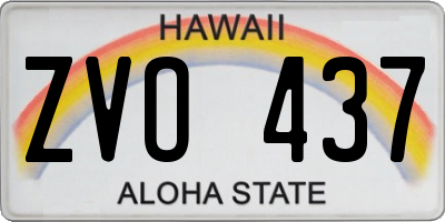 HI license plate ZVO437