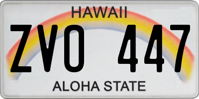 HI license plate ZVO447