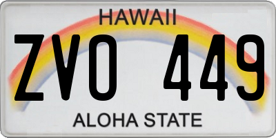 HI license plate ZVO449