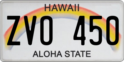 HI license plate ZVO450