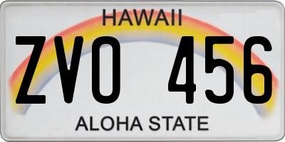 HI license plate ZVO456