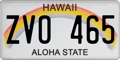 HI license plate ZVO465