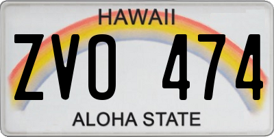 HI license plate ZVO474