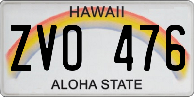 HI license plate ZVO476