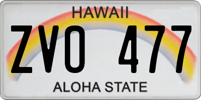 HI license plate ZVO477