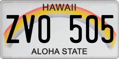HI license plate ZVO505