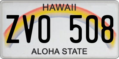 HI license plate ZVO508