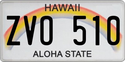 HI license plate ZVO510