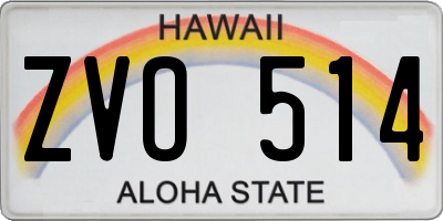 HI license plate ZVO514