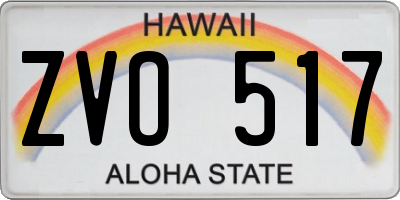 HI license plate ZVO517