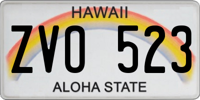 HI license plate ZVO523
