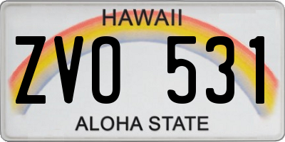 HI license plate ZVO531