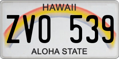 HI license plate ZVO539