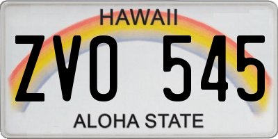 HI license plate ZVO545