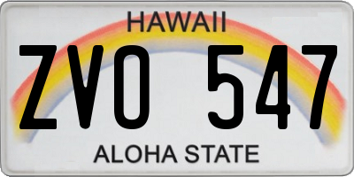 HI license plate ZVO547