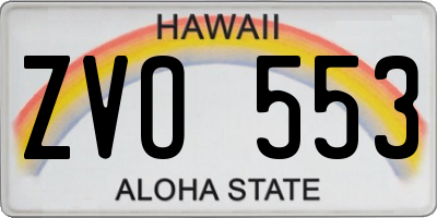 HI license plate ZVO553