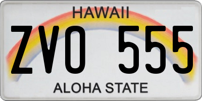 HI license plate ZVO555