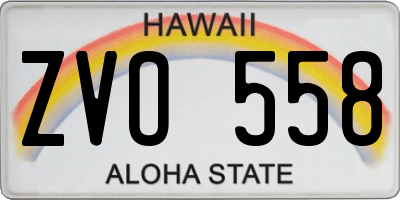 HI license plate ZVO558