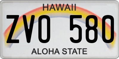 HI license plate ZVO580