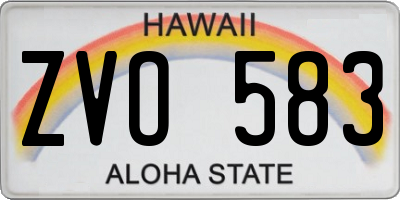 HI license plate ZVO583