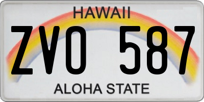 HI license plate ZVO587