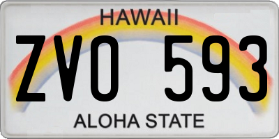 HI license plate ZVO593