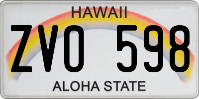 HI license plate ZVO598