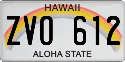 HI license plate ZVO612