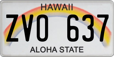 HI license plate ZVO637