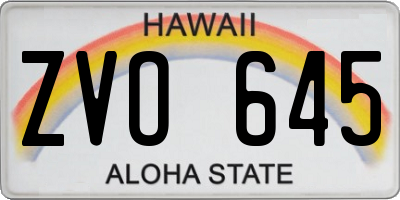 HI license plate ZVO645