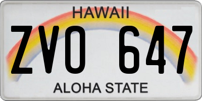 HI license plate ZVO647