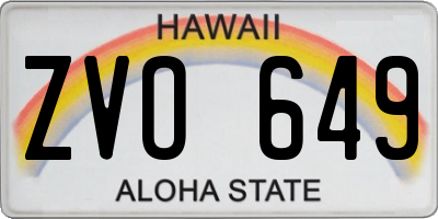 HI license plate ZVO649
