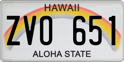 HI license plate ZVO651