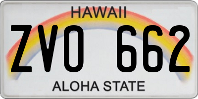 HI license plate ZVO662