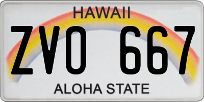 HI license plate ZVO667