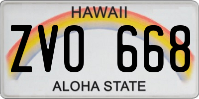 HI license plate ZVO668